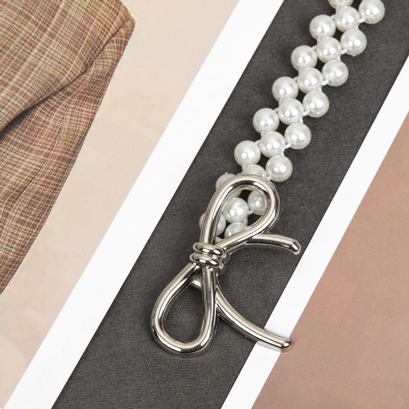 Parytis stiliaus juosmens grandinėlė su perlomis moterims, plastmasė, vieno kilpos dizainas
