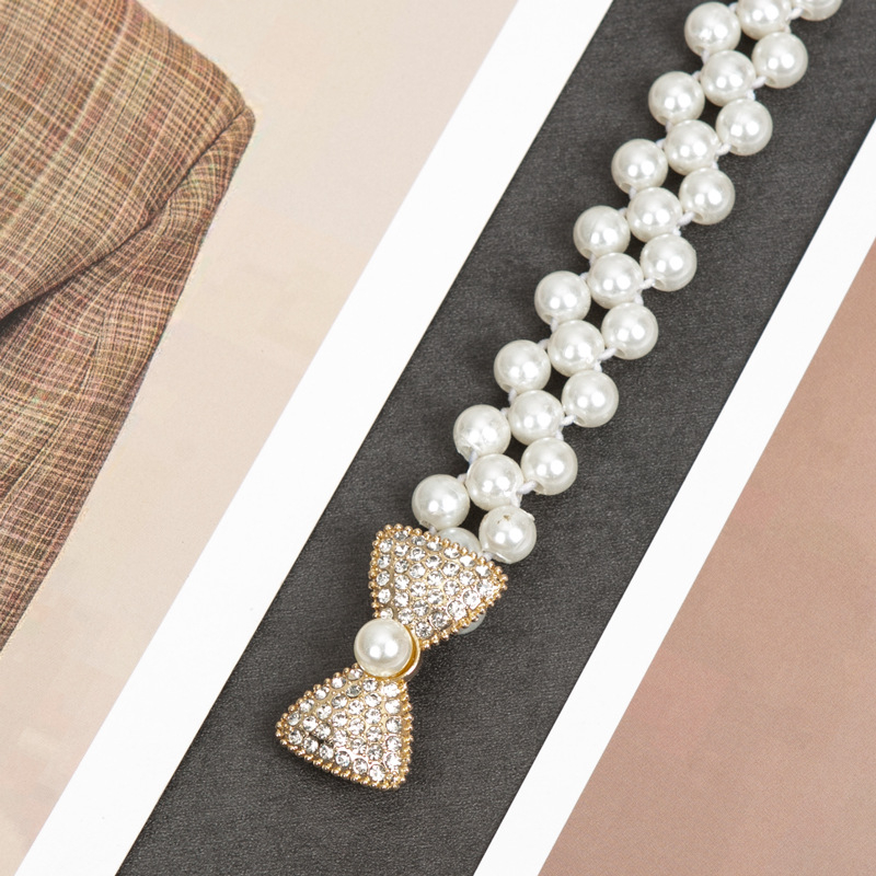 Parytis stiliaus juosmens grandinėlė su perlomis moterims, plastmasė, vieno kilpos dizainas