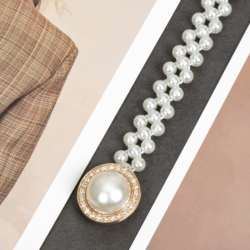 Parytis stiliaus juosmens grandinėlė su perlomis moterims, plastmasė, vieno kilpos dizainas