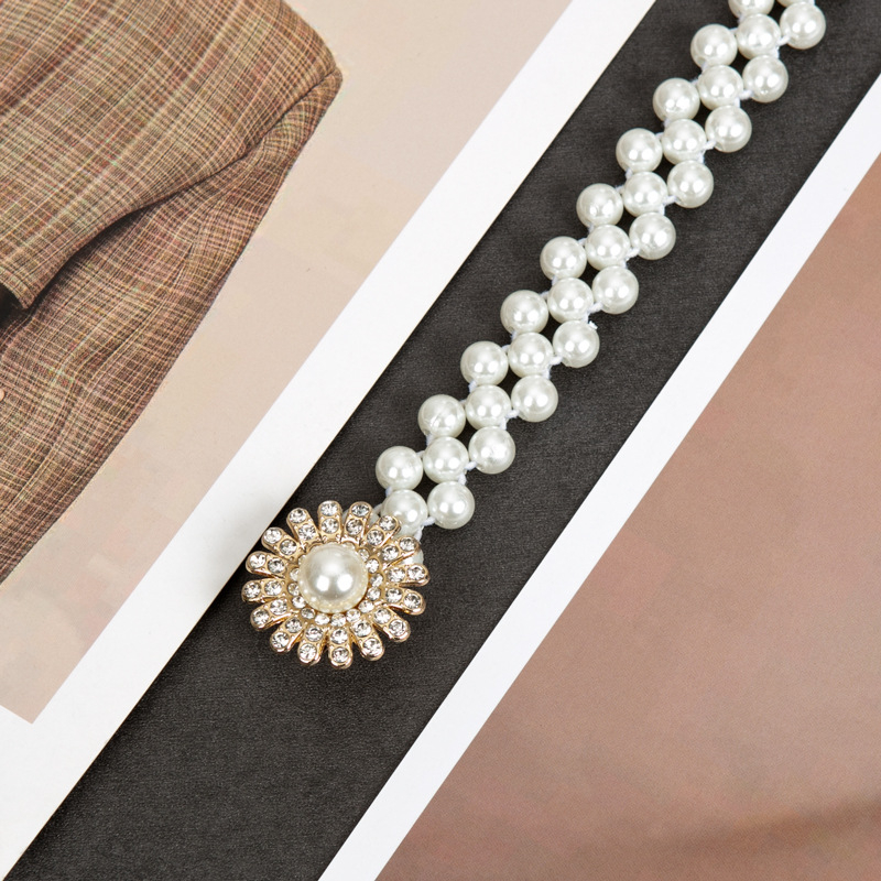 Parytis stiliaus juosmens grandinėlė su perlomis moterims, plastmasė, vieno kilpos dizainas