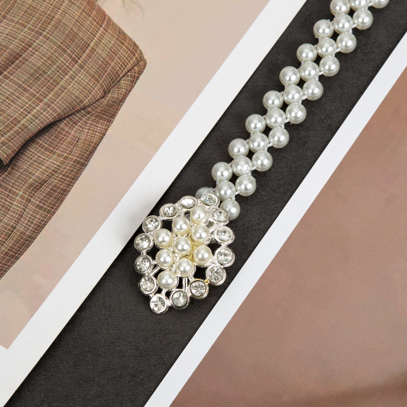 Parytis stiliaus juosmens grandinėlė su perlomis moterims, plastmasė, vieno kilpos dizainas