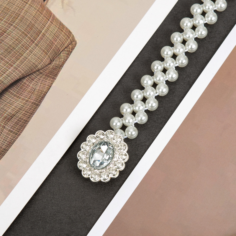 Parytis stiliaus juosmens grandinėlė su perlomis moterims, plastmasė, vieno kilpos dizainas