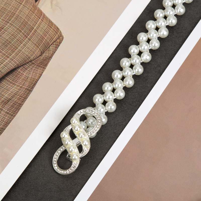 Parytis stiliaus juosmens grandinėlė su perlomis moterims, plastmasė, vieno kilpos dizainas