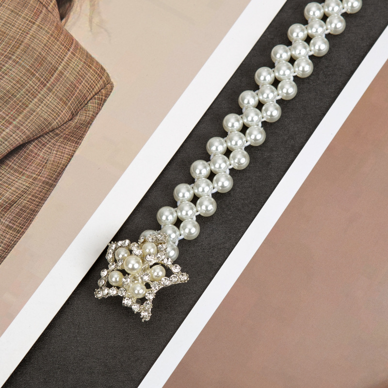 Parytis stiliaus juosmens grandinėlė su perlomis moterims, plastmasė, vieno kilpos dizainas
