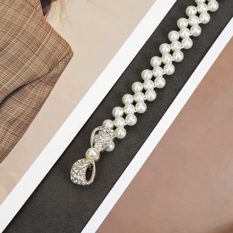 Parytis stiliaus juosmens grandinėlė su perlomis moterims, plastmasė, vieno kilpos dizainas