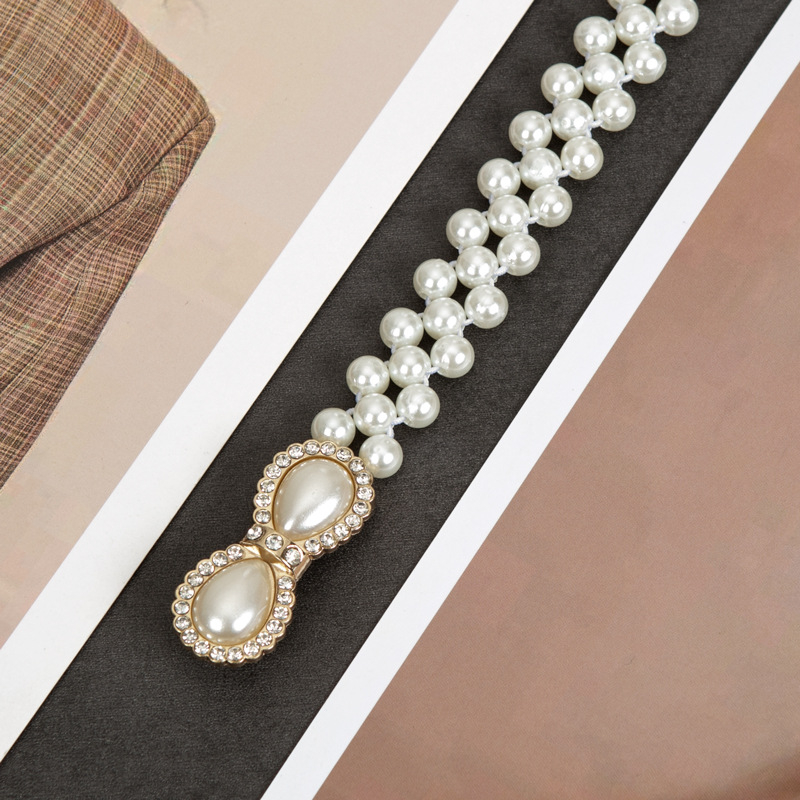 Parytis stiliaus juosmens grandinėlė su perlomis moterims, plastmasė, vieno kilpos dizainas