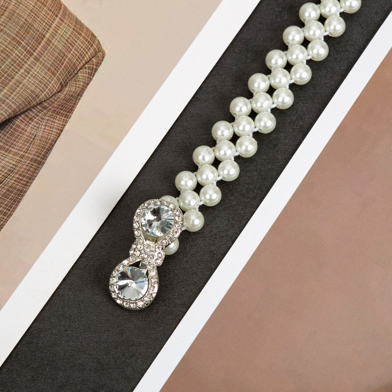 Parytis stiliaus juosmens grandinėlė su perlomis moterims, plastmasė, vieno kilpos dizainas
