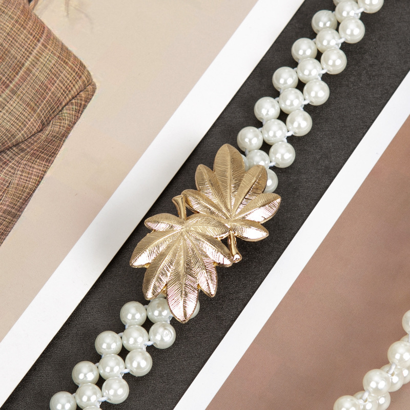 Parytis stiliaus juosmens grandinėlė su perlomis moterims, plastmasė, vieno kilpos dizainas