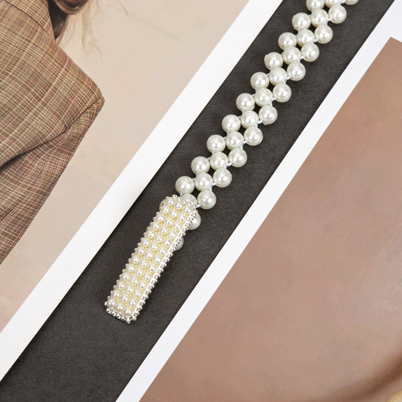 Parytis stiliaus juosmens grandinėlė su perlomis moterims, plastmasė, vieno kilpos dizainas