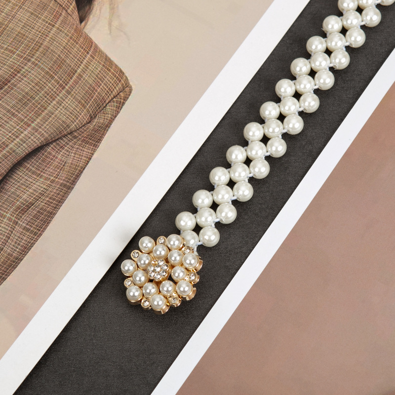 Parytis stiliaus juosmens grandinėlė su perlomis moterims, plastmasė, vieno kilpos dizainas