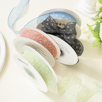 Шифонена лента с текстуриран ръб и точки за DIY лък; аксесоари за коса, цветя и рокля — Материал: полиестер; Марка: Jiefeng; Подходяща за коса, шапи, рокли