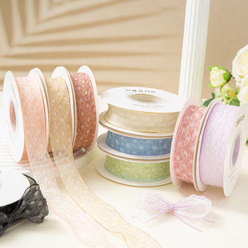 Шифонена лента с текстуриран ръб и точки за DIY лък; аксесоари за коса, цветя и рокля — Материал: полиестер; Марка: Jiefeng; Подходяща за коса, шапи, рокли