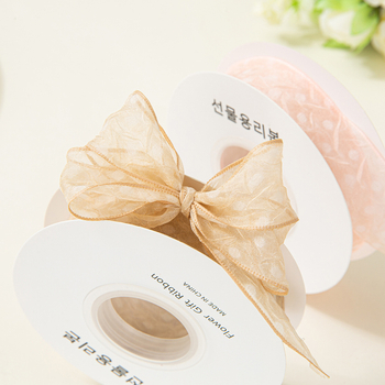 Шифонена лента с текстуриран ръб и точки за DIY лък; аксесоари за коса, цветя и рокля — Материал: полиестер; Марка: Jiefeng; Подходяща за коса, шапи, рокли