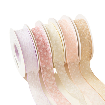 Шифонена лента с текстуриран ръб и точки за DIY лък; аксесоари за коса, цветя и рокля — Материал: полиестер; Марка: Jiefeng; Подходяща за коса, шапи, рокли