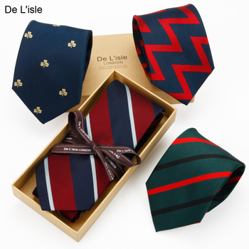 Галстук De L'isle, коприна, стил Arrow, райета, геометричен модел
