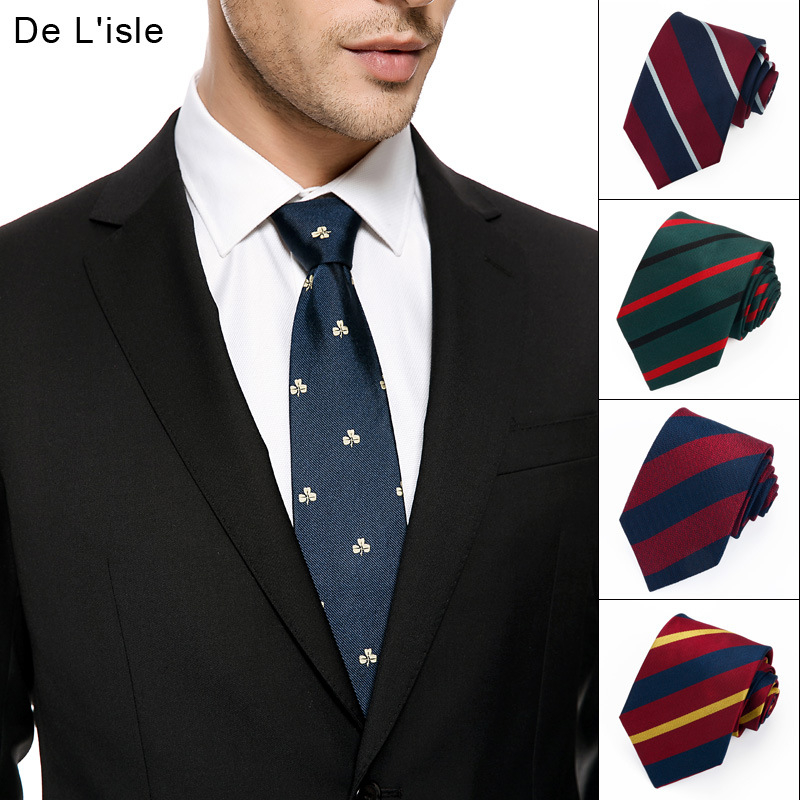 Галстук De L'isle, коприна, стил Arrow, райета, геометричен модел