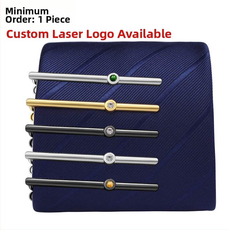Персонализираема медна закопчалка за вратовръзка, плоска глава, мъжки стил, лазерно гравирано лого