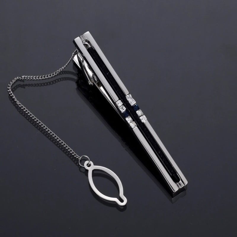 Клип за вратовръзка – Агат констелационен модел, метален аксесоар