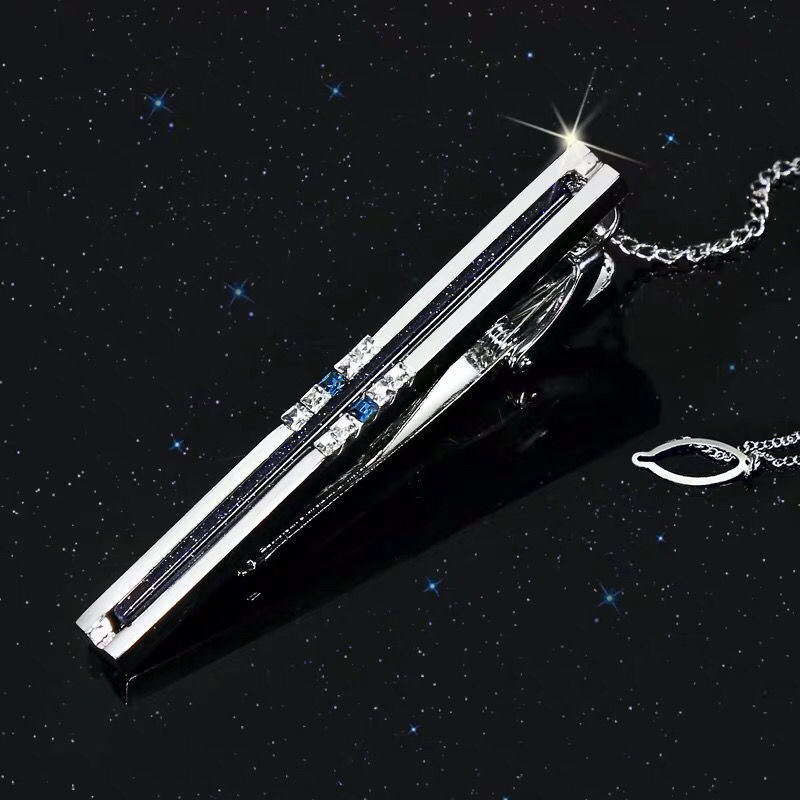 Клип за вратовръзка – Агат констелационен модел, метален аксесоар