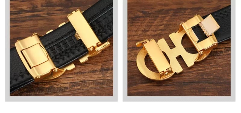 Автоматична катарама за колан, сплав, елипсовидна форма, модел с букви, бизнес стил