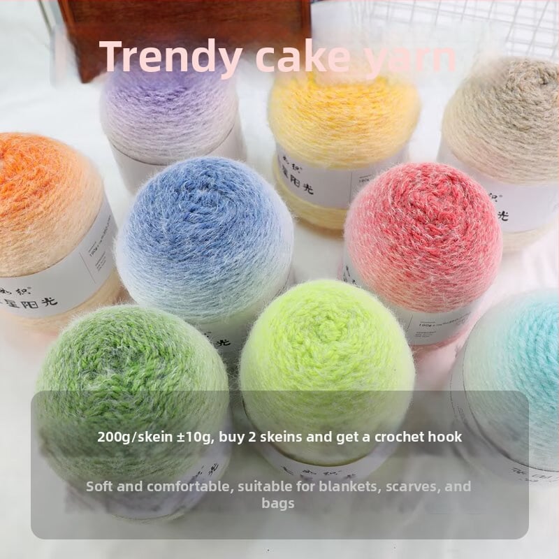 Takarófonal gradient dizájnnal, Semi-worsted, ball yarn formájú fonal, kézi kötéshez, alias Cake line, márka Also Warm