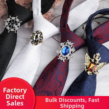 Унисекс клип за вратовръзка със кристали и цветен мотив, от сплав, жакардова обработка, електроплатиран