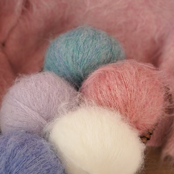 Keverék fonal kézi kötéshez – alpakka és mohír hosszú szálas keverék; gyűrűs sodrás; fonal forma: csoport; Mu Pai