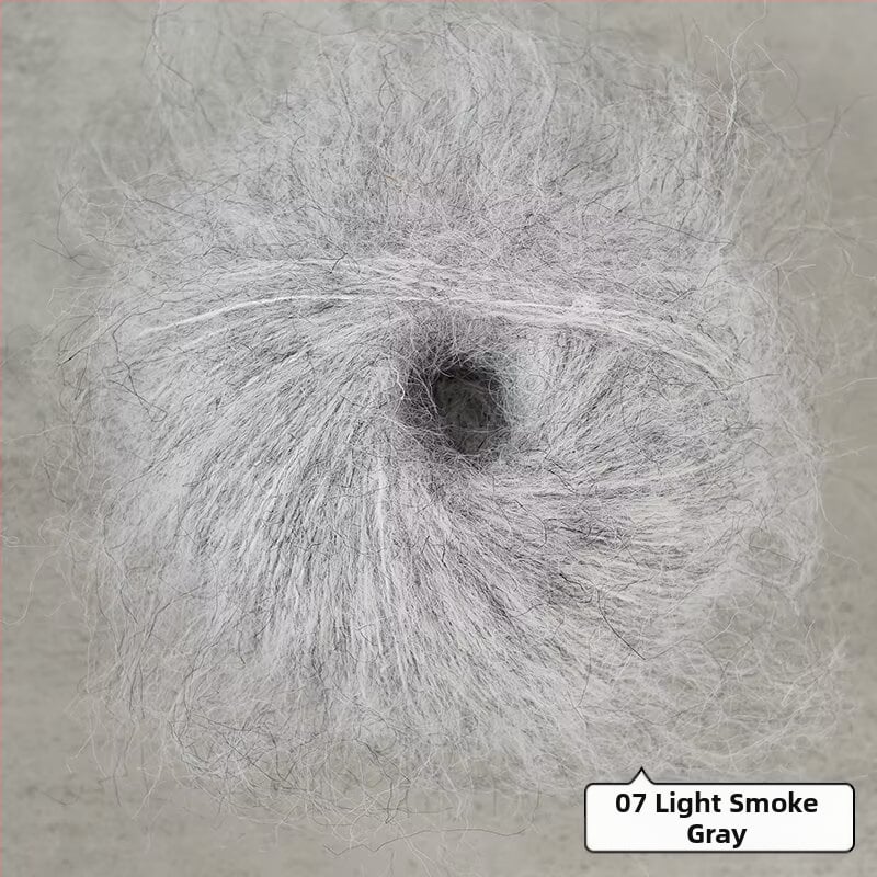 Keverék fonal kézi kötéshez – alpakka és mohír hosszú szálas keverék; gyűrűs sodrás; fonal forma: csoport; Mu Pai