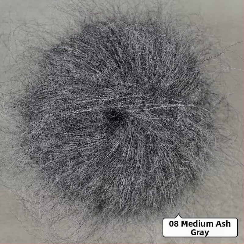 Keverék fonal kézi kötéshez – alpakka és mohír hosszú szálas keverék; gyűrűs sodrás; fonal forma: csoport; Mu Pai