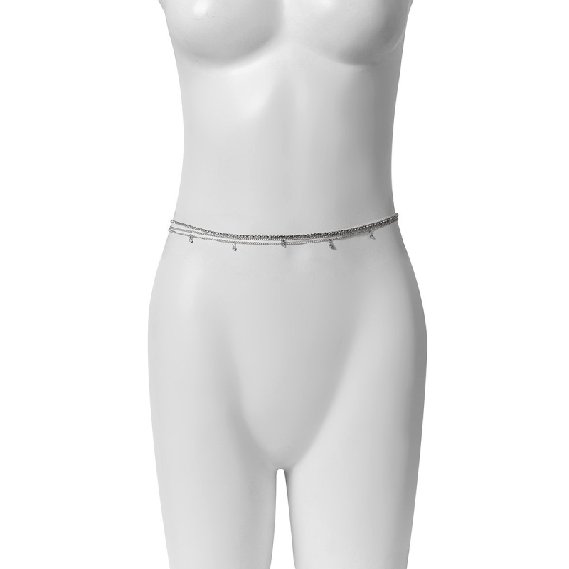 Višeslojni metalni kaiš za struk s resicama i srcolnim dizajnom, elektroplatiranje završetak, legura, ženski etnički stil