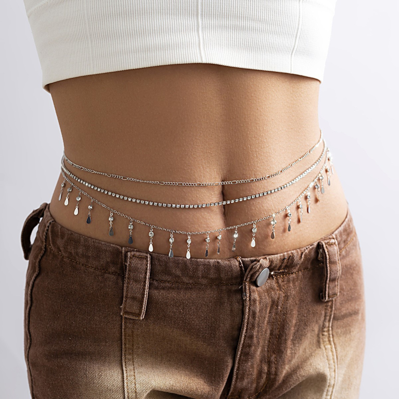 Višeslojni metalni kaiš za struk s resicama i srcolnim dizajnom, elektroplatiranje završetak, legura, ženski etnički stil