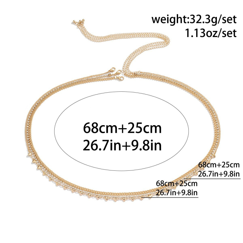 Višeslojni metalni kaiš za struk s resicama i srcolnim dizajnom, elektroplatiranje završetak, legura, ženski etnički stil