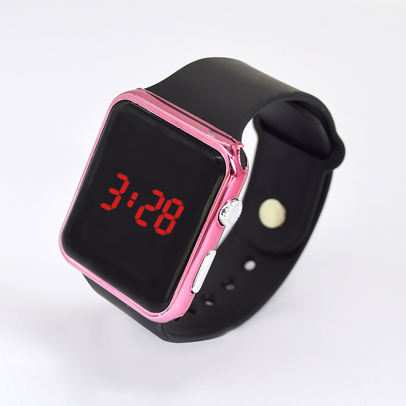 LED digitaalne kell ristkülikukujulise dialiga, numbriline ekraan, PU-rihm, plastikust korpus, peidetud pandla