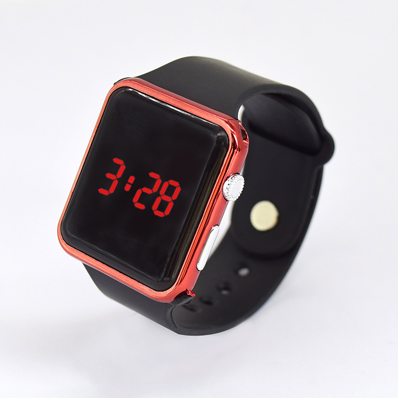 LED digitaalne kell ristkülikukujulise dialiga, numbriline ekraan, PU-rihm, plastikust korpus, peidetud pandla