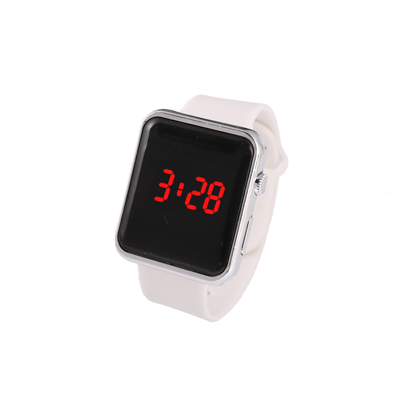 LED digitaalne kell ristkülikukujulise dialiga, numbriline ekraan, PU-rihm, plastikust korpus, peidetud pandla