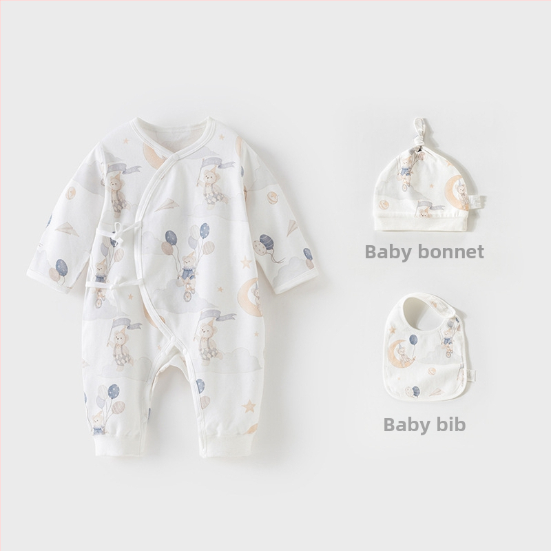 Naujagimių unisex medvilninis ilgomis rankovėmis kombinezonas, 100% medvilnė, amžius 0–12 mėnesių, pavasaris–ruduo