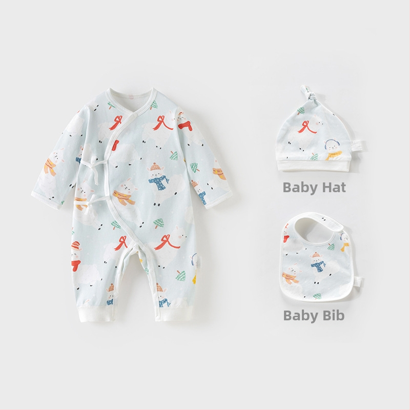 Naujagimių unisex medvilninis ilgomis rankovėmis kombinezonas, 100% medvilnė, amžius 0–12 mėnesių, pavasaris–ruduo