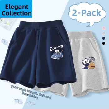 Vaikų kelių ilgio šortai - 100% medvilnė, aukštas liemuo su elastine juosta, Nezha Ao Bing raštas, vaikams nuo 8 metų