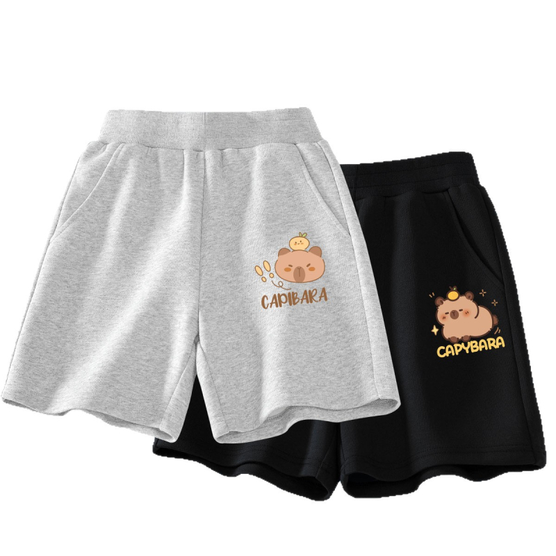 Vaikų kelių ilgio šortai - 100% medvilnė, aukštas liemuo su elastine juosta, Nezha Ao Bing raštas, vaikams nuo 8 metų