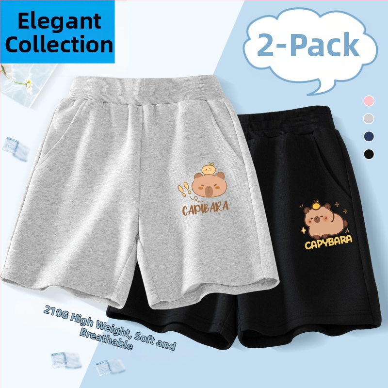 Vaikų kelių ilgio šortai - 100% medvilnė, aukštas liemuo su elastine juosta, Nezha Ao Bing raštas, vaikams nuo 8 metų