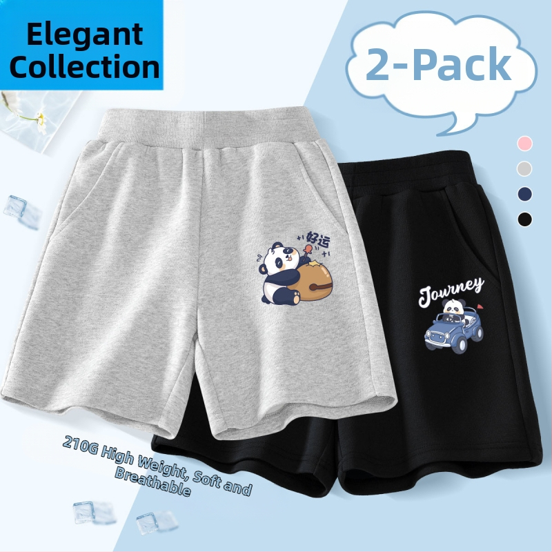 Vaikų kelių ilgio šortai - 100% medvilnė, aukštas liemuo su elastine juosta, Nezha Ao Bing raštas, vaikams nuo 8 metų