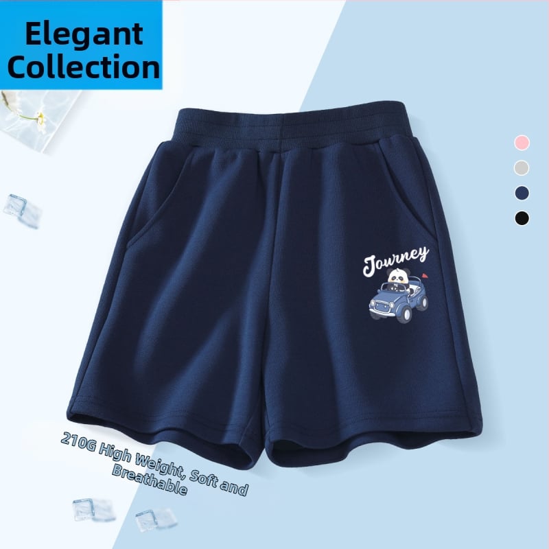 Vaikų kelių ilgio šortai - 100% medvilnė, aukštas liemuo su elastine juosta, Nezha Ao Bing raštas, vaikams nuo 8 metų