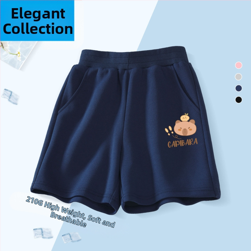 Vaikų kelių ilgio šortai - 100% medvilnė, aukštas liemuo su elastine juosta, Nezha Ao Bing raštas, vaikams nuo 8 metų