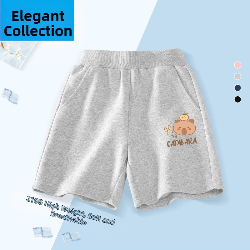 Vaikų kelių ilgio šortai - 100% medvilnė, aukštas liemuo su elastine juosta, Nezha Ao Bing raštas, vaikams nuo 8 metų