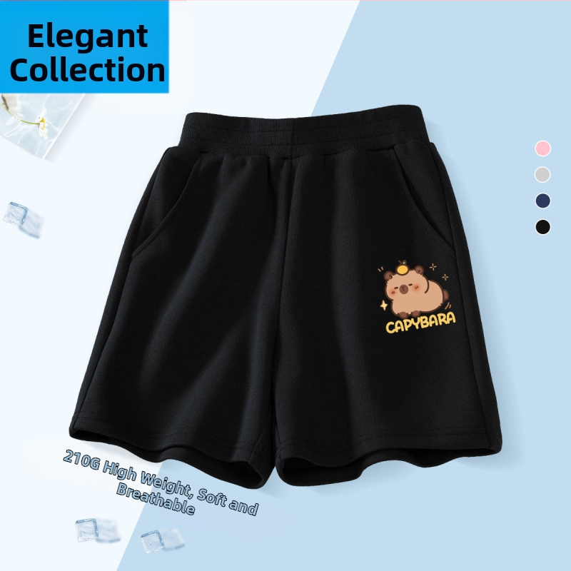 Vaikų kelių ilgio šortai - 100% medvilnė, aukštas liemuo su elastine juosta, Nezha Ao Bing raštas, vaikams nuo 8 metų