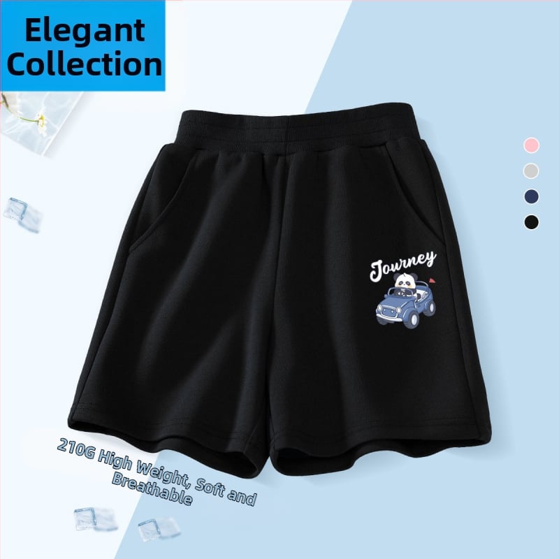 Vaikų kelių ilgio šortai - 100% medvilnė, aukštas liemuo su elastine juosta, Nezha Ao Bing raštas, vaikams nuo 8 metų