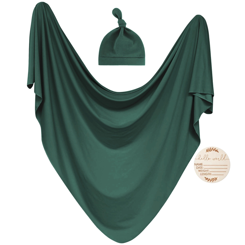 Xiduray Set de trei piese pentru nou-născuți — pătură de înfășat, căciulă pentru bebeluți, carduri lunare; țesătură amestecată; model în carouri; pentru 0–12 luni; lansare primăvara 2025