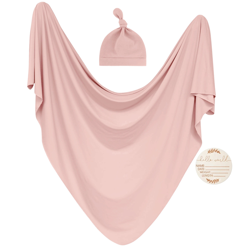 Xiduray Set de trei piese pentru nou-născuți — pătură de înfășat, căciulă pentru bebeluți, carduri lunare; țesătură amestecată; model în carouri; pentru 0–12 luni; lansare primăvara 2025