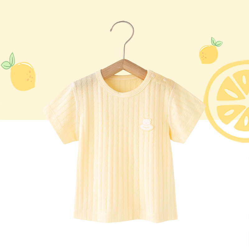 Kūdikių medvilniniai trumpomis rankovėmis marškinėliai (animacinis raštas, 100% medvilnė, apvali kaklo linija, tinkama naujagimiams 0–1 metų)