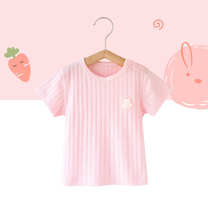 Kūdikių medvilniniai trumpomis rankovėmis marškinėliai (animacinis raštas, 100% medvilnė, apvali kaklo linija, tinkama naujagimiams 0–1 metų)